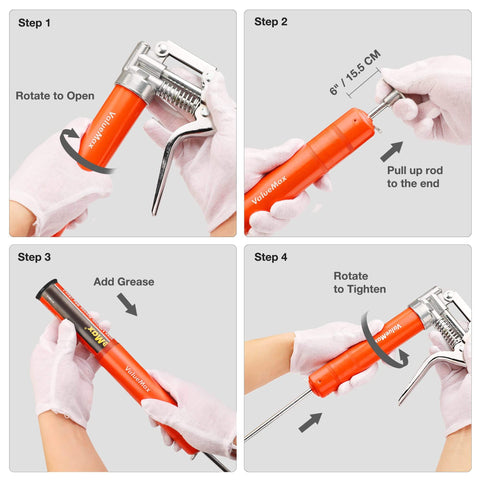 Mini Grease Gun Kit 3500 PSI With 3 Oz Grease, 12 Inch Flexible Hose, 5 Inch And 3 Inch Extension Tubes, Pistol Grip assembly instructions