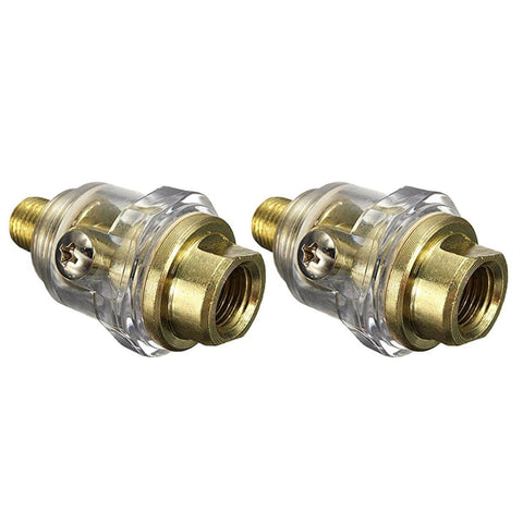 Mini Inline Lubricator Oiler for Pneumatic Tools, One Quarter Inch Aluminum Inline FRL, Automatic Lubrication System, 2-pack