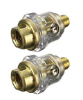 Two-pack of Mini Inline Lubricator Oiler for Pneumatic Tools, One Quarter Inch Aluminum Inline FRL, Automatic Lubrication System