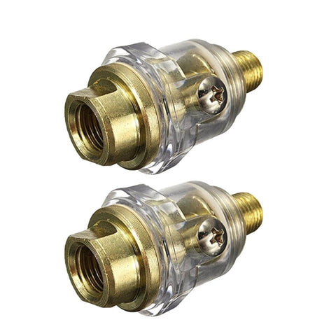 Two-pack of Mini Inline Lubricator Oiler for Pneumatic Tools, One Quarter Inch Aluminum Inline FRL, Automatic Lubrication System