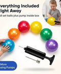 Mini Knobby Balls - (Pack of 12) Bulk 5 Inch Sensory Balls and Spiky Massage Stress Balls with Pump; rainbow colors with pump included