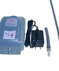 Mini Lab Vacuum And Pressure Dual Function Pump For Filtration And Distillation Applications showing pump, power adapter, and tubing.