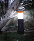 2 In 1 Mini Lanterns And Flashlights With 3 Modes And Zoomable LED Beams hanging on tree branch at night