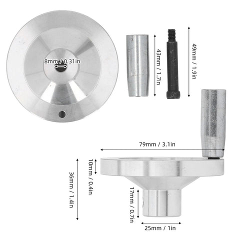 Mini Lathe Hand Wheel CNC Aluminum Alloy Hand Wheel With Handle For Internal Chamfered Hole Ergonomic Design dimensions