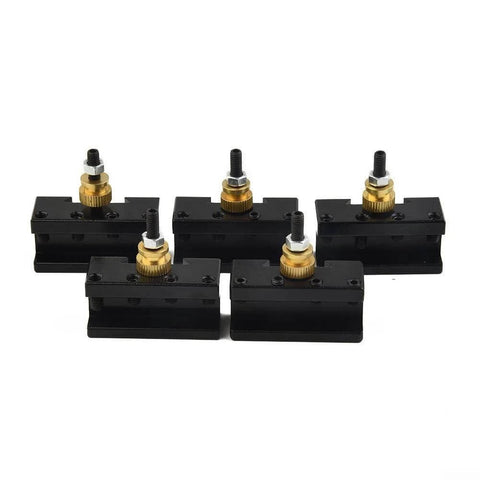 5 Piece Mini Lathe Tool Holder Set With Quick Change Posts For Turning Milling And Facing One Quarter Inch To One Half Inch Tool Holders Pro Grade Quality And Adjustable Cutter Angles Up To Nine Degrees For Precise Cuts display