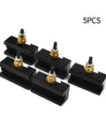 5 Piece Mini Lathe Tool Holder Set With Quick Change Posts For Turning Milling And Facing One Quarter Inch To One Half Inch Tool Holders Pro Grade Quality And Adjustable Cutter Angles Up To Nine Degrees For Precise Cuts
