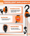 Mini Lever Chain Hoist One Quarter Ton 550 Lb Capacity 10 Ft Lift Safety Hooks Manual Come Along Winch G80 Chain features