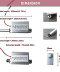 Dimensions of Mini Linear Actuator With 1.2 Inch Stroke And 22 Lb Thrust For Window Opener DIY Projects showing cable and stroke length.