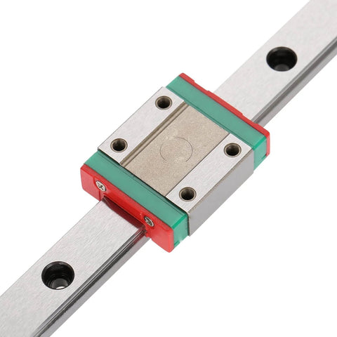 LML12B Linear Slide Block With Retainer And Lubrication System on 12mm wide rail for CNC machinery, showcasing beefy 100mm travel