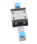 Miniature Linear Rail With 7mm Wide Slide Block Featuring Ball Retainer And Built In Lubrication System, 55mm travel, front view