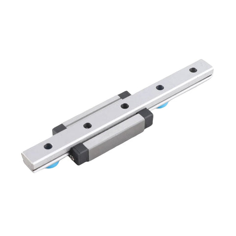 Miniature Linear Rail Guide 100mm Long, 9mm Wide with Ball Retainer and Built In Lubrication System, side view