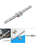 Miniature Linear Rail Guide 12mm Width With 4 Point Contact For Precision Movement, Ball Retainer And Lubrication System, 200mm Length