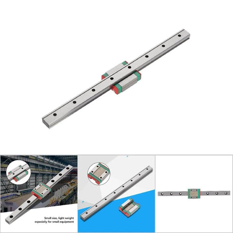 Miniature Linear Rail Guide 12mm Width With 4 Point Contact For Precision Movement, Ball Retainer And Lubrication System, 200mm Length