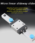 Ultra Compact 7mm Wide Miniature Linear Rail Guide with 4 Point Contact High Precision Motion, Lightweight Slide Block, 70mm Length