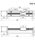 Technical drawing of Mini Linear Rail Guide Small Sliders Lead Screw T6x1 with Nema 11 Stepper Motor for CNC Router Parts