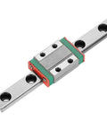 Front view of Miniature Linear Slide Block Bearing Lightweight Steel 4 Point Design with Retainer and Lubrication System Short Slide