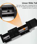 28 Stepper Motor Mini Linear Rail Slide Actuator, 50mm Stroke, X Y Z Stage with T Screw Rod, black metal slide table
