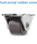 Close-up side view of one caster from Sixteen Half Inch Mini Low Profile Casters With One Way Micro Wheels Self Adhesive Rubber Rollers