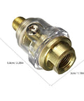 Two Pack Mini One Quarter Inch In Line Pneumatic Oil Lubricator Oiler for Air Tools and Compressors with dimensions