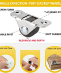8Pcs 1/2 Inch Mini Rigid Caster Wheels Low Profile Fixed Direction with Rubber Wheels Steel Top Plate for Small Appliances Furniture DIY Projects Non Swivel