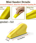 Detail Sander Paper Kit 70Pcs Wet Dry Sandpaper With 3 5 By 1 Inch Hand Block showing a yellow hand sander with slope details.
