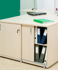 Under desk cabinet with Mini Side Mount Casters 1.25 Inch With Mounting Screws For Furniture Rolling Cabinets Drawers.