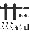 3.5FT Super Mini Sliding Barn Door Hardware Kit for Single Cabinet Doors on TV Stands and Small Wardrobes, I Shape Hanger Design
