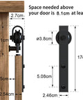6.6FT Super Mini Sliding Barn Door Hardware Kit dimensions with J Shape Hanger, Heavy Duty Carbon Steel, for Cabinet Doors