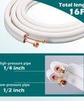 Mini Split Line Set Kit With Sixteen Foot Copper Line Pipes One Quarter Inch And One Half Inch Outer Diameter
