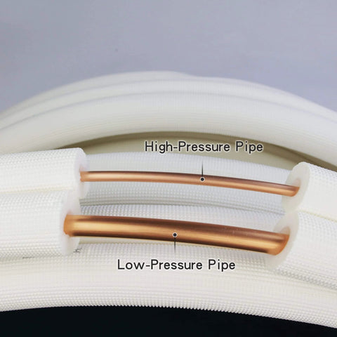 16 Ft Mini Split Line Set With 1/4 In And 3/8 In OD Copper Tubing Thickened White PE Insulated Coil High and Low Pressure Lines