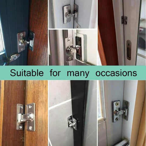 Multiple views of MINI Size 90 Degree Door Latch Sliding Screen Door Latch Barn Door Lock Hasp Latch Clasp Lock