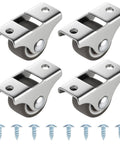 Four 1 Inch Mini Caster Wheels With Silent Ball Bearings Fixed Casters Stainless Steel Top TPE Rubber, includes 8 M4 screws