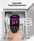 Person using Mini Thermal Imaging Camera, 240 x 240 TISR Resolution, 15-Hour Battery Life, 128 x 128 IR Resolution, on electrical panel