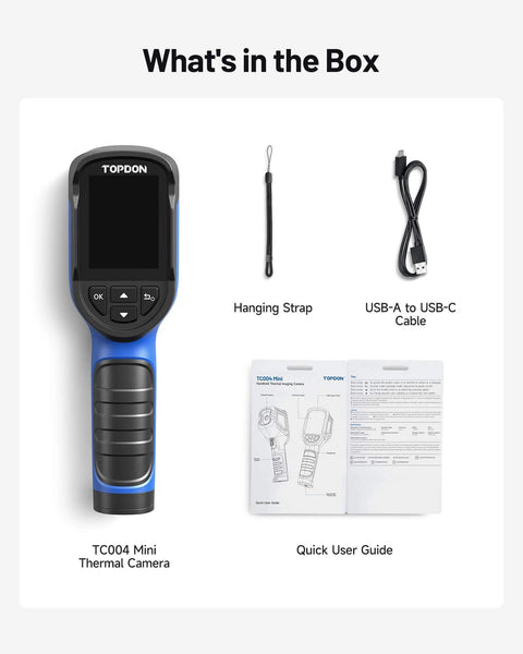 Mini Thermal Imaging Camera, 240 x 240 TISR Resolution, 15-Hour Battery Life, 128 x 128 IR, accessories included