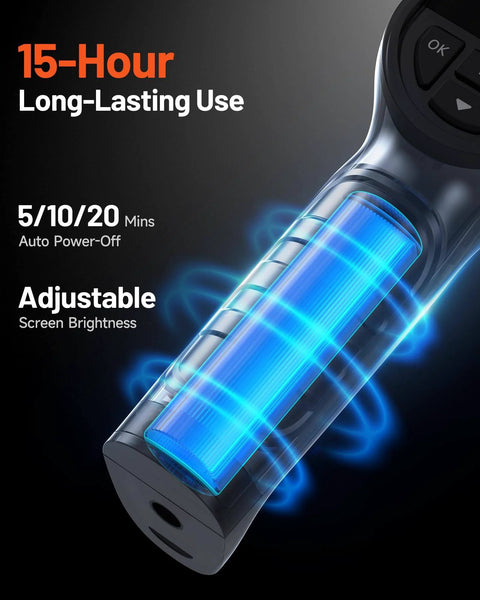 Battery compartment of Mini Thermal Imaging Camera, 240 x 240 TISR Resolution, 15-Hour Battery Life, shown with auto shutdown feature.
