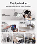 Mini Thermal Imaging Camera used for HVAC, home and water leak inspections, electrical and industrial tasks, vehicle maintenance.