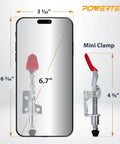Six Pack Toggle Clamp Set With 100 Lb Holding Power, Push Pull Quick Release Clamps, shown next to smartphone for size comparison