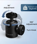 Universal Mini Tripod Ball Head With One Quarter Inch Screw In Stainless Steel And Aluminum Alloy 360 Degree Pan And Ninety Degree Tilt