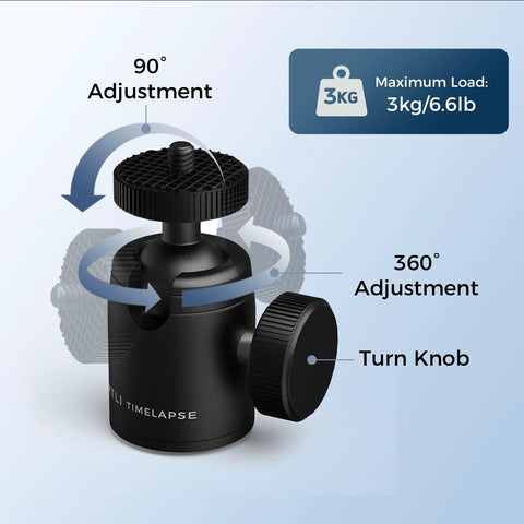 Universal Mini Tripod Ball Head With One Quarter Inch Screw In Stainless Steel And Aluminum Alloy 360 Degree Pan And Ninety Degree Tilt