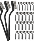 60 Pcs Mini Wire Brush Set Stainless Steel Wire Bristle Scratch Brush Small Metal Brush for Cleaning Curved Handle Masonry Welding