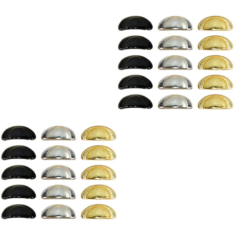 Thirty Pcs Miniature Alloy Knobs For Dollhouse Cabinets And Drawers One Twelfth Scale Tiny Drawer Pulls, black, silver, and gold colors