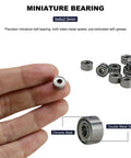 20 Pack Double Shielded Miniature Ball Bearings 3x6x2.5mm in hand, showing chrome steel construction with metal seals, ideal for compact applications