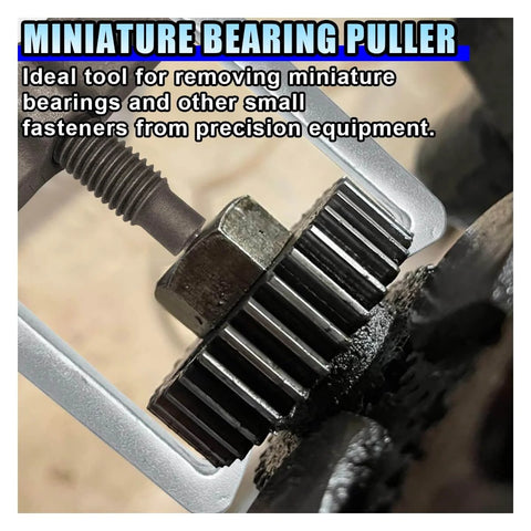 4 Inch Two Jaw Bearing Puller With Adjustable Jaws For External And Internal Pulling Non Slip Grip Gear Puller For Pulleys Flywheels Bearings Removal Beefed Up Heavy Duty Chrome Vanadium Steel Construction gripping a gear for removal.