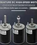 Three High Torque DC Motor 12V/24V 30W - 3500/7000RPM Permanent Magnet Electric Motors with different XD-3420 threaded shafts