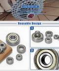 60 Piece Miniature Ball Bearing Set Carbon Steel Deep Groove Bearings shown with various sizes and double shield design