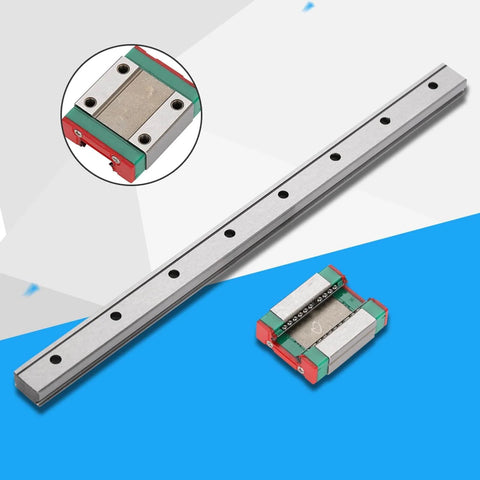 Miniature Linear Rail Guide 12mm Width With 4 Point Contact For Precision Movement, Ball Retainer And Lubrication System, 200mm Length