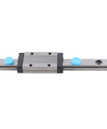 Miniature Linear Rail Guide 100mm long, 9mm wide with ball retainer and built-in lubrication system for precision measuring machines.