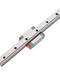 Miniature 12mm Wide Linear Rail Guide with ball retainer and built-in lubrication, 150mm travel length for precise motion in automation equipment