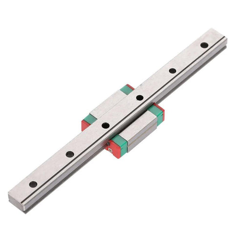 Miniature 12mm Wide Linear Rail Guide with ball retainer and built-in lubrication, 150mm travel length for precise motion in automation equipment