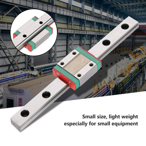 Miniature 12mm Wide Linear Rail Guide With Ball Retainer And Built In Lubrication System, 150mm Travel Length, in an industrial setting